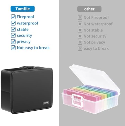 Fireproof Safe Photo Storage Box with 18 Inner 4"x6" Multicolor Photo Cases - Image 5