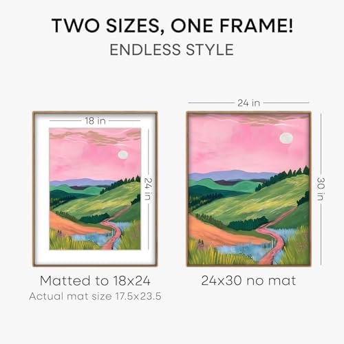 Homeforia 24x30 Mortise&Tenon Natural Oak Picture Frame, 18x24 Mat, Glass - Image 3