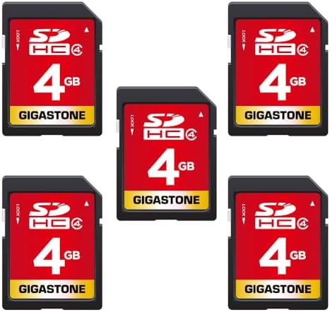 GIGASTONE 4GB SD Card 5 Pack, Speed Up to 20MB/s, SDHC UHS-I Class 4 Memory Card for Photo Video Music Voice File DSLR Camera DSC Camcorder Recorder Playback PC Mac POS 5pcs in Pack, with 5 mini Cases by Gigastone