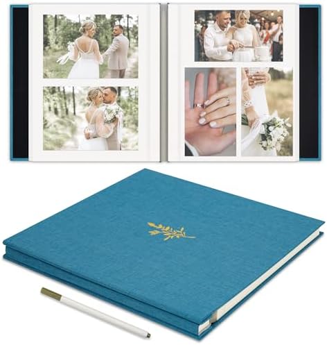 Self Adhesive Photo Album Linen Cover 40 Pages Sky Blue by Remowith