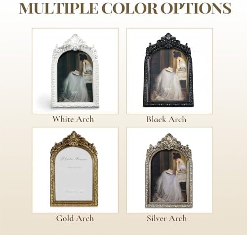 Cuspin 8x10 Vintage Arched Picture Frame Ornate Gold Resin Photo Frame - Image 7
