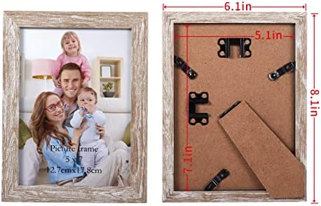 Giftgarden 5x7 Picture Frame Distressed Beige White Set of 12, Multi Rustic Wood Grain 5 by 7 Photo Frames Bulk for Wall or Tabletop Display - Image 4