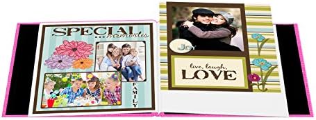 Pioneer 8 Inch by 8 Inch Post Bound Fabric Frame Cover Memory Book, Bright Pink - Image 2