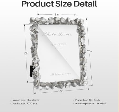 Cuspin Silver 8x10 Picture Frame Vintage Ornate Leaf Textured Resin Frame - Image 6