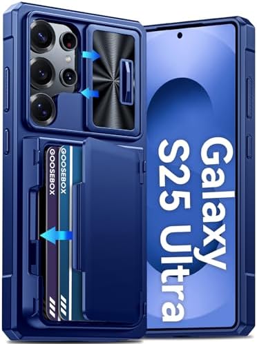 GooseBox for Samsung Galaxy S25 Ultra Case Wallet with RFID [Cards Holder][Camera Cover][Edge Raised] Full Body Shockproof Silicone Protective Phone Case for Galaxy S25 Ultra 6.9" 2025 (Blue) by GooseBox