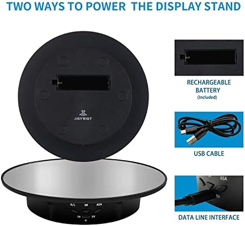JAYEGT Motorized Rotating Display Stand, 7.87inch /17.6lbs Load, 360 Degree Electric Rotating Turntable for Photography Products, Jewelry, Cake,3D Model , Mirror Cover (Black/Button Control) - Image 2