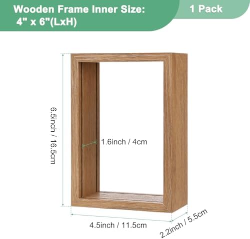 M METERXITY Dried Flower Frame 4x6in Double Acrylic for DIY Wood Color - Image 3
