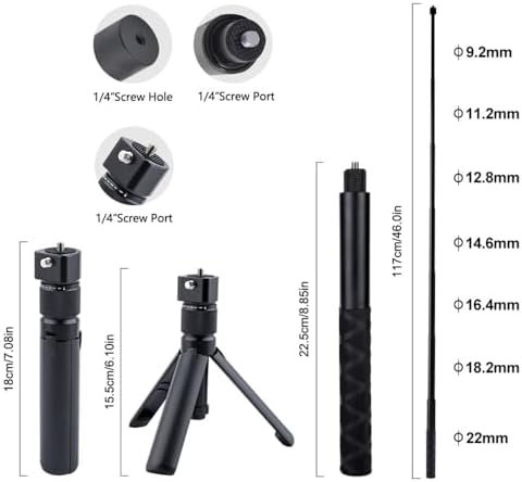 Bullet Time Handle Tripod Rotating Grip with Invisible Selfie Stick for Insta360 X5/X4, DJI OSMO 360 2 Pocket 3, GoPro,1/4" Thread, 6 lbs Capacity, Compact Selfie Stick (47 inches) - Image 2