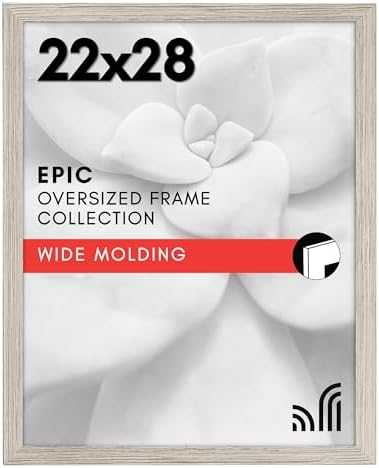 Americanflat 22x28 Poster Frame - Driftwood Engineered Wood with Polished Plexiglass - Wide Picture Frame for Vertical or Horizontal Wall Display - Epic Collection - Driftwood by Americanflat