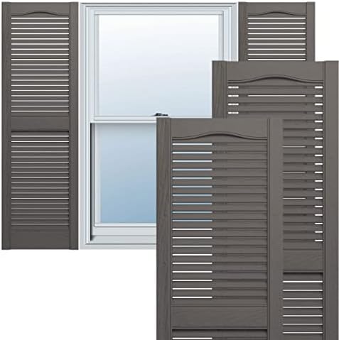 Ekena Millwork Lifetime Vinyl LL1S12X05500CL Standard Cathedral Top Center Mullion, Open Louver Vinyl Shutters, w/Installation Shutter-Lok's & Matching Screws (Per Pair), 12"W x 55"H, Clay - Image 2
