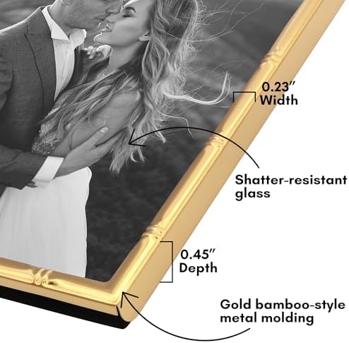 Americanflat 4x6 Bamboo Picture Frame - Metal - Gold - Image 3
