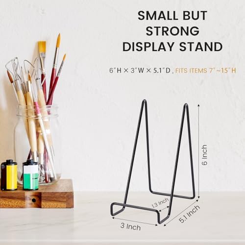 12 Pack 6 Inch Plate Stands for Display,Book Display Stand,Black Metal Decorative Plate Stand,Small Easels for Display,Suitable for Books, Desktop Art, Images, Photos,and Collages - Image 4