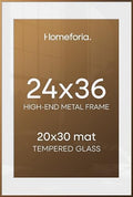 Homeforia 24x36 Bronze Poster Frame, High-End Metal, 20x30 Mat, Glass by Homeforia