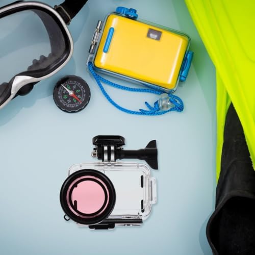 Waterproof Camera Case Housing with Dual Cold Shoe Mount and Pink Filter for Cameras Outdoor Protective Shell and Underwater Photography - Image 7