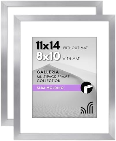 Americanflat 11x14 Picture Frame 2-Pack - Matted to 8x10 - Silver by Americanflat