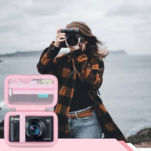 RAIALL Camera Case for Canon PowerShot SX740/ SX730/ SX720/ SX710/ SX620/ SX610 HS Digital Camera, SX740/ SX730 Vlogging Camera Travel Hard Bag, Mesh Pocket for Battery, SD Card and Cable, Pink - Image 7