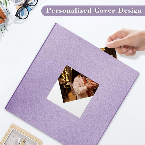 Large Photo Album Self Adhesive, DIY Scrapbook Album for 4x6 8x10 Pictures, 40 Pages Light Purple Linen Cover Memory Book, Ideal Gift for Family Travel Wedding Baby Christmas Anniversary - Image 2