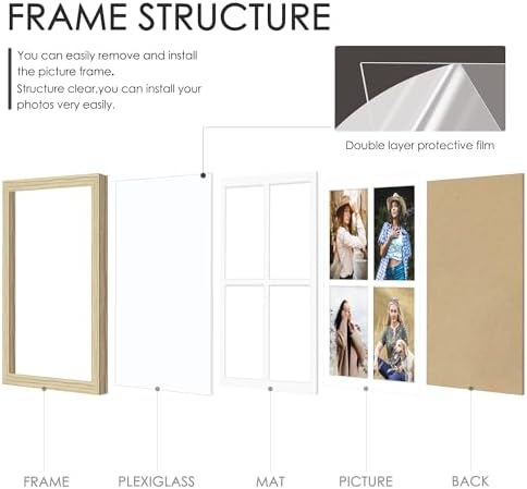 DUENPY 12x16 Collage Frame For 4 5x7 Photos Wood Color - Image 5