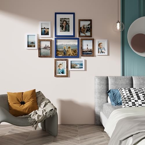 Vittanly 10 Pack Gallery Wall Frame Set, Blue, Brown, White - Image 2