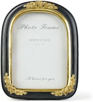 Cuspin 5x7 Picture Frame Black Gold Vintage Ornate Arched Resin Frame by Cuspin