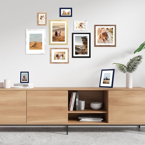 11x14 Picture Frame Set of 2, 11 x 14 Wood Photo Frames with Mat for 8x10, Natural Wooden Frame with Real Glass Cover for Wall and Tabletop Display,Brown - Image 6