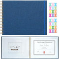 Vienrose Large Scrapbook Album 15.8 x 11.8 Inch, Linen Cover Photo Album with 24 Plastic Sleeves, Spiral Bound DIY Scrapbook for Photos, Kids Artwork, Certificates, Wedding Baby Travel, Dark Blue by Vienrose