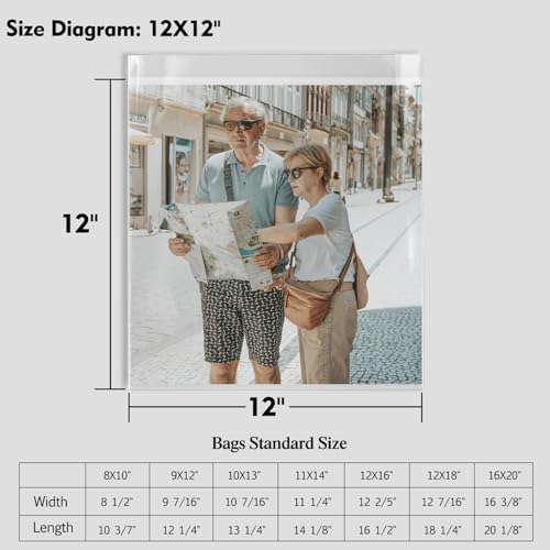 50 Pack 12x12 Inch Acid-Free Crystal Clear Plastic Sleeves for Art Prints - Image 2