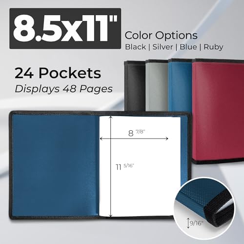 Dunwell Art Portfolio 8.5x11, 24 Pockets, Displays 48 Pages, Blue - Image 2