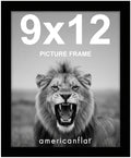 Americanflat 9x12 Picture Frame with Shatter-Resistant Glass - Signature Collection - Gallery-Style Frames Made of Engineered Wood - Photo Frame for Tabletop and Wall Display - Black by Americanflat