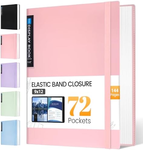 Sooez Art Portfolio 9"x12", 72 Pockets Large Portfolio Folder Display by Sooez
