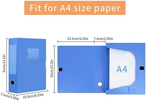 HUA JIE 4 Pack A4 Storage File Boxes Plastic Archives Cases with Lid,Blue - Image 4