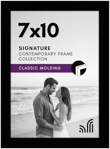Americanflat 7x10 Picture Frame with Shatter-Resistant Glass - Signature Collection - Gallery-Style Frames Made of Engineered Wood - Photo Frame for Tabletop and Wall Display - Black by Americanflat