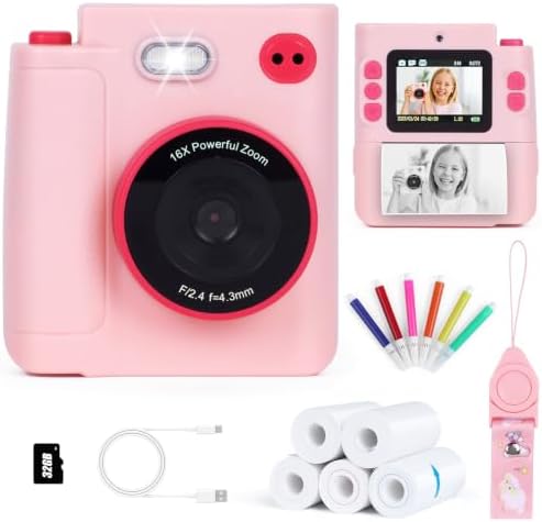 Cudinham Kids Camera Instant Print, Gifts for Age 3-12 Kids, 5 Rolls Paper by Cudinham