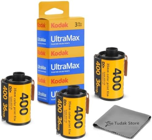 Kodak Ultramax 400 35mm Film - 3 Packs of 36 Exposure Rolls for 35mm Cameras Bundled with The Tudak Store Microfiber Cloth - 108 Exposures, ISO 400 Color Negative Film for 35mm Film Camera by Unknown