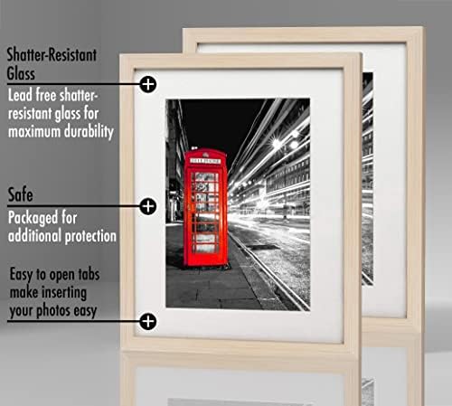 Americanflat 11x14 Picture Frame 2-Pack - Matted to 8x10 - Light Wood - Image 3