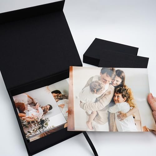 Vienrose Linen Photo Storage Box, 8"x10", Postcard Keeper, Black - Image 3