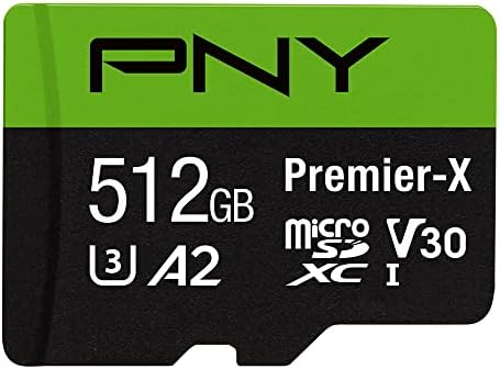 PNY 512GB Premier-X C10 U3 V30 A1 microSDXC Flash Memory Card, UHS-I by PNY