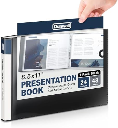 Dunwell 8.5x11 Portfolio Binder, Horizontal, 24 Pockets, Poly by Dunwell