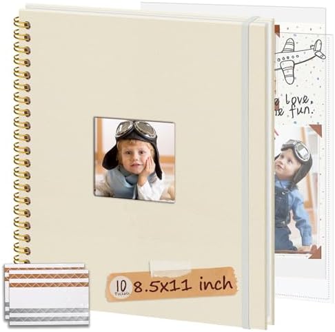 8.5x11 in Scrapbook Photo Album with Window, Beige by Hiwhy