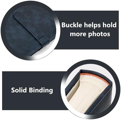 Vienrose Scrapbook Photo Album with Writing Space 12" x 12", Premium DIY Scrapbooking Albums with 100 Pages, Large Photos Book Faux Leather Cover for Wedding Family Baby Travel Graduation, Navy Blue - Image 4