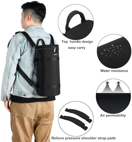 Large Camera Lens Case Bag,Barrel Shaped Shockproof Protective Padded Long Telephoto Lens Backpack Pouch Fits for SONY A7 FE200-600mm F5,6-6.3GOSS/Canon 70-200F2.8 - Image 3