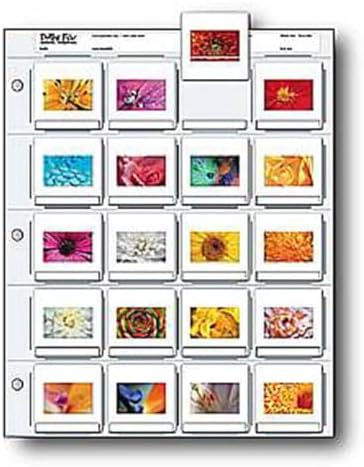 Print File 35mm Slide Pages Holds Twenty 2x2" Mounted Transparencies, Top Loading, Pack of 25 by PrintFileArchivalStorage