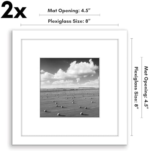 Americanflat 8x8 Picture Frame 2-Pack - Matted to 5x5 - White - Image 2