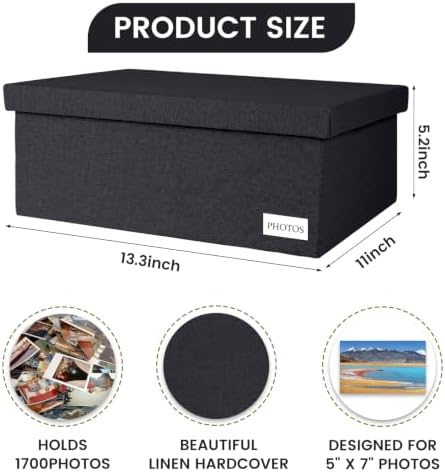 Photo Storage Box 5x7, Decorative Photo Boxes storage With Lids - Image 2