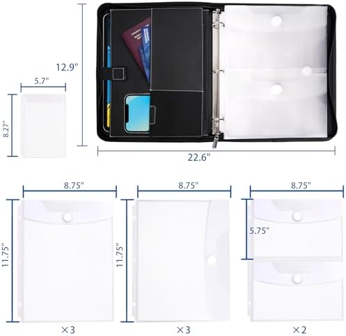 HAUTOCO Important Document Organizer Zipper Life Binder Family Emergency Binder Birth Certificates Protector, in Case I Go Missing Estate Planning Organizer - Include Category Label & Directory - Image 4