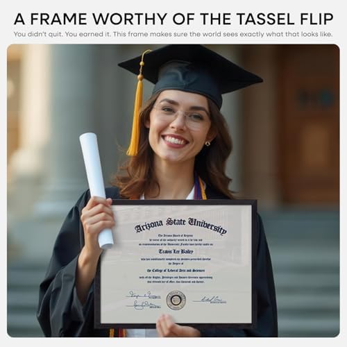 Homeforia 11x14 White Oak Diploma Frame, High-End Wood, 8.5x11 Mat, Glass - Image 2