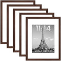 upsimples 11x14 Picture Frame, Gallery Wall Frames Set of 5, Brown by upsimples