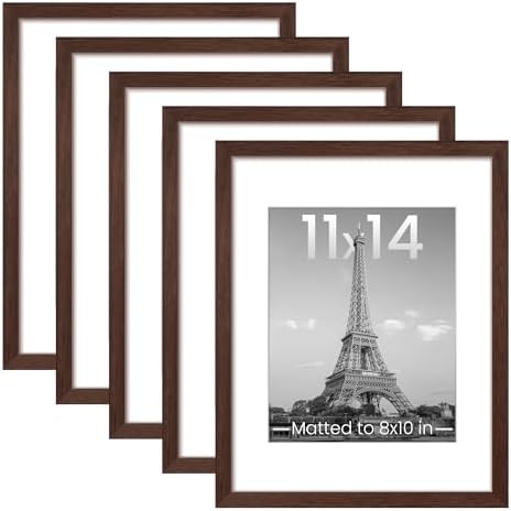 upsimples 11x14 Picture Frame, Gallery Wall Frames Set of 5, Brown by upsimples