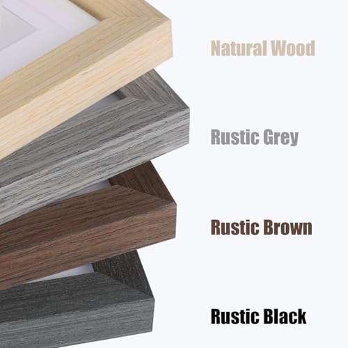 Egofine 5x7 Picture Frame Set of 4, Made of Solid Wood Multicolor Photo Frames Covered by Plexiglass 3.5x5 and 4x6 with Mat or 5x7 without Mat, for Table Top Display and Wall Mounting Mixed Colors - Image 4