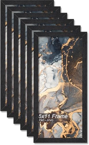 5x11 Picture Frame Set of 6 Black Engineered Wood Tabletop/Wall Hanging by Fxojyvo